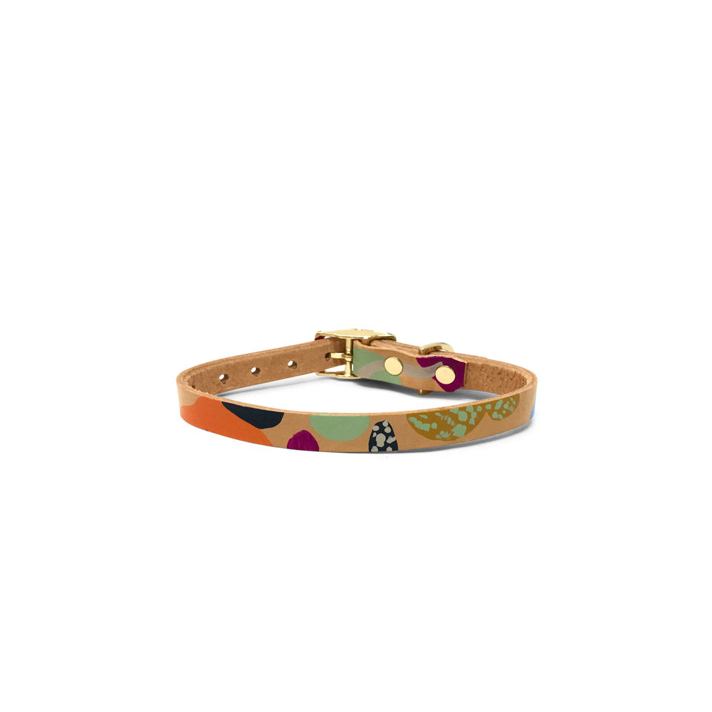 NICE DIGS Snakes & Ladders Leather Dog Collar