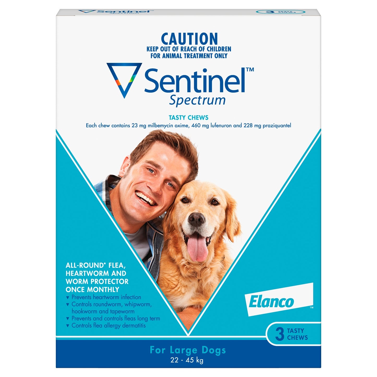 SENTINEL LARGE DOG 22 - 45KG BLUE 3 CHEWS