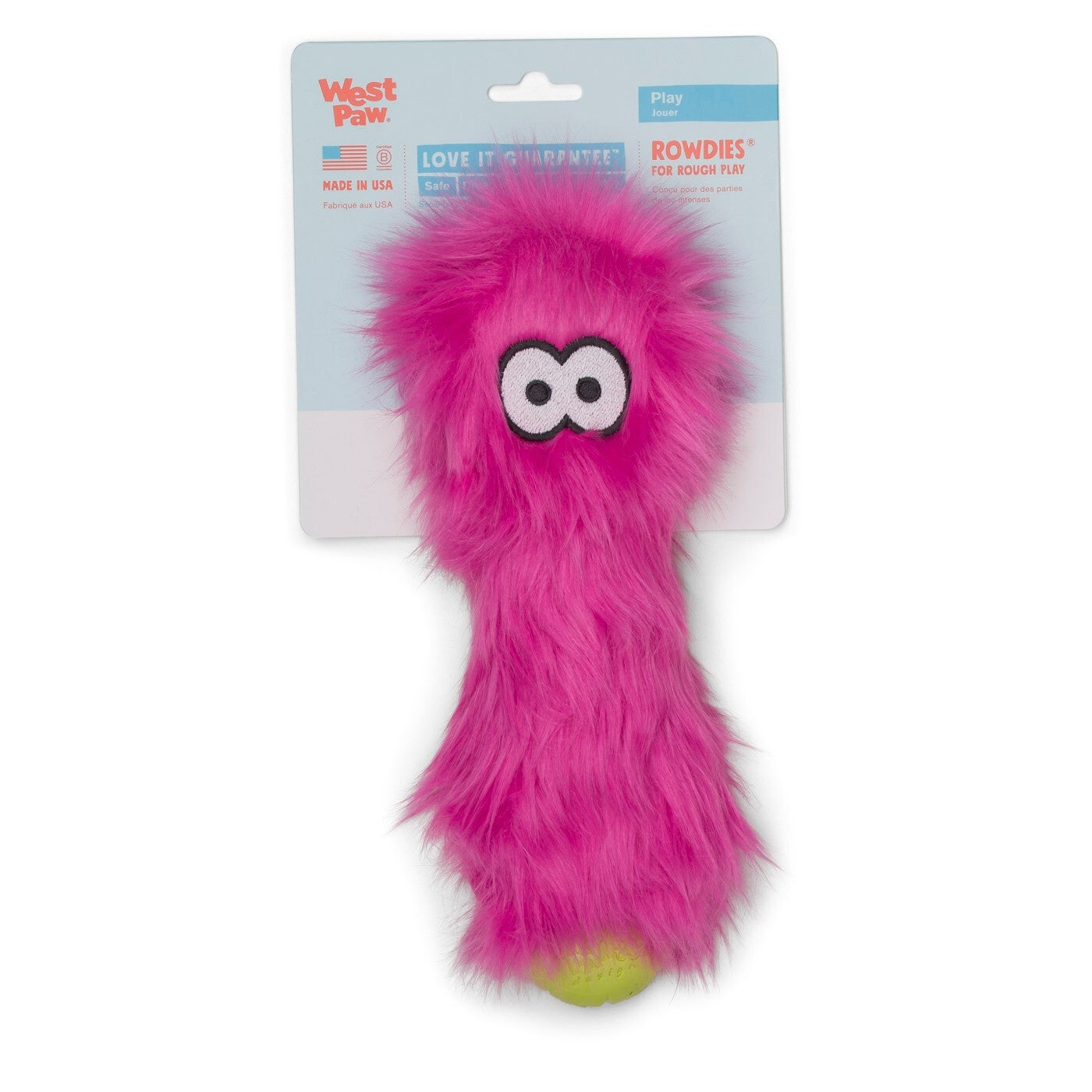 West Paw Rowdie Tough Plush Dog Toy - Custer Pink