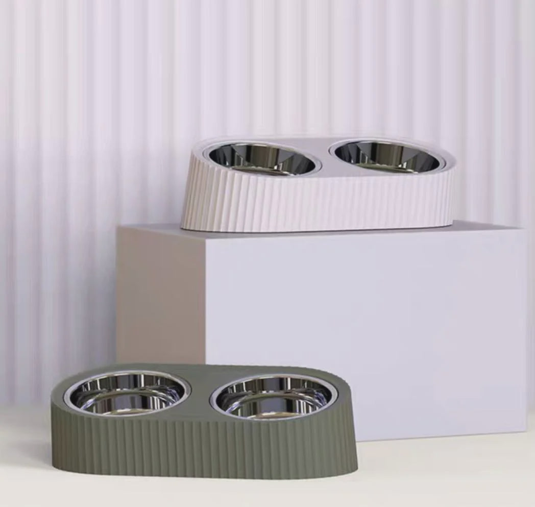 HONEYCARE Stainless Steel Double Pet Bowl / Dark Green
