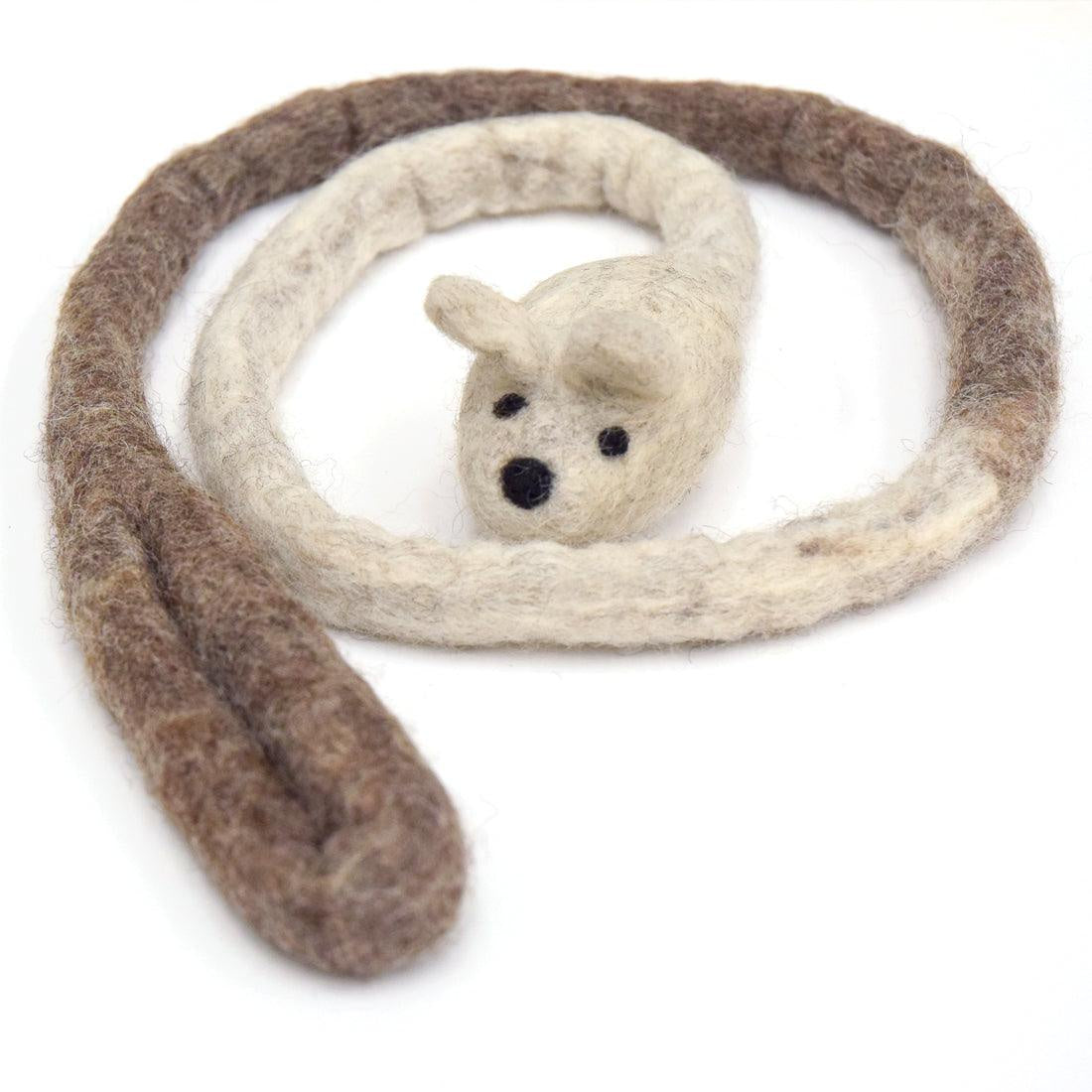 TARA TREASURES Felt Mouse Teaser Cat Toy / Grey