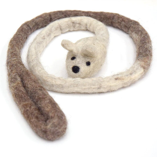 TARA TREASURES Felt Mouse Teaser Cat Toy / Grey