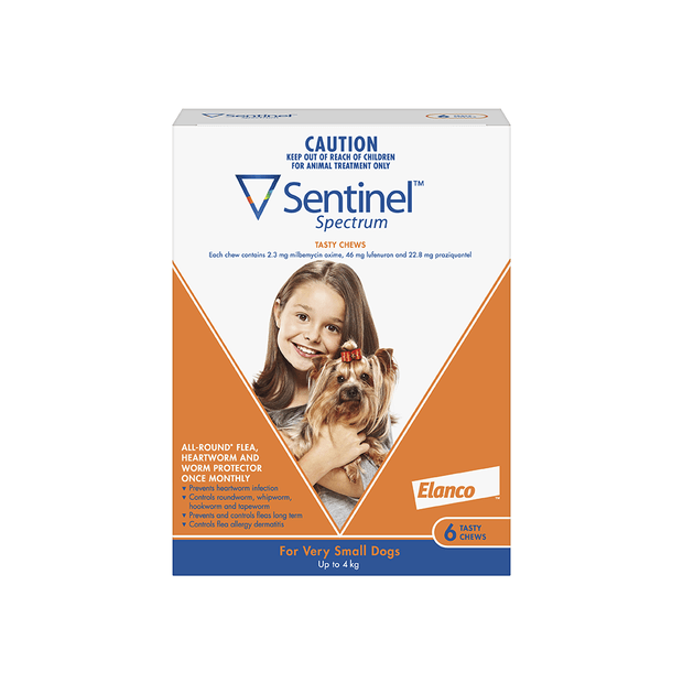 SENTINEL VERY SMALL DOG UP TO 4KG BROWN 6 CHEWS