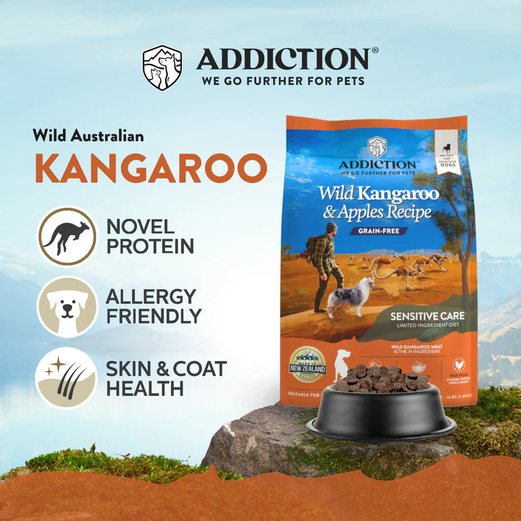 ADDICTION DOG Wild Kangaroo & Apples Grain-Free Sensitive Care All Life Stages Dog Food 1.8kg