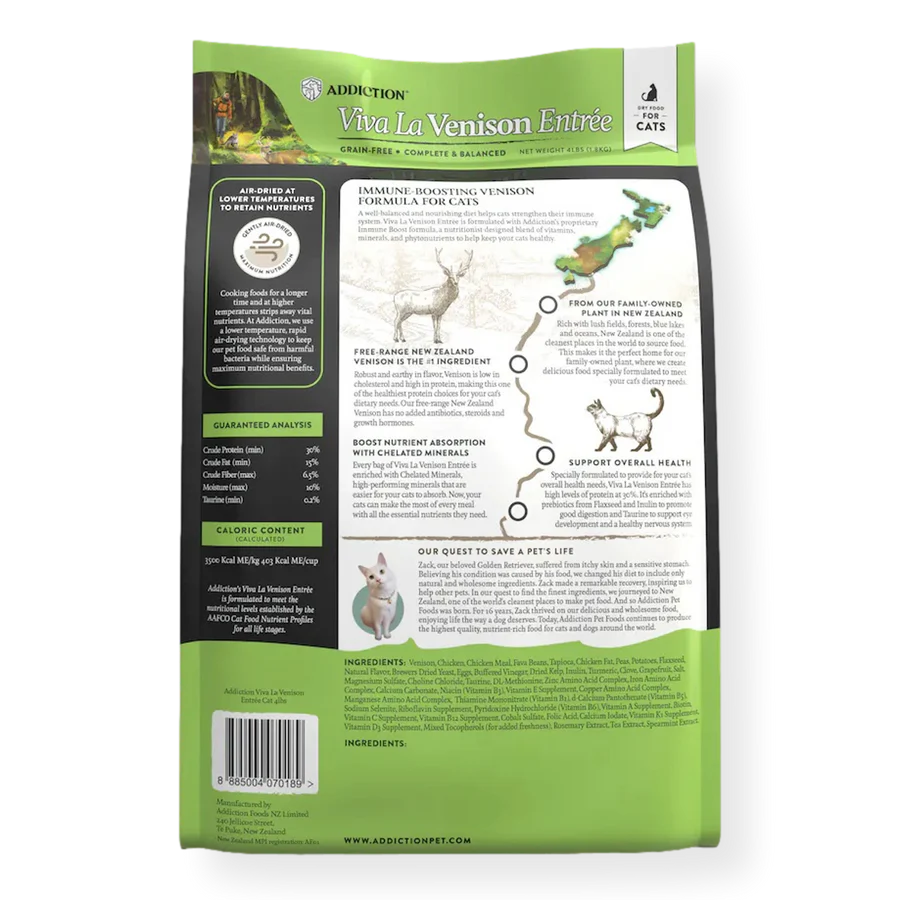 ADDICTION CAT Viva La Venison Grain-Free Immune Boost All Life Stages Cat Food 1.8kg