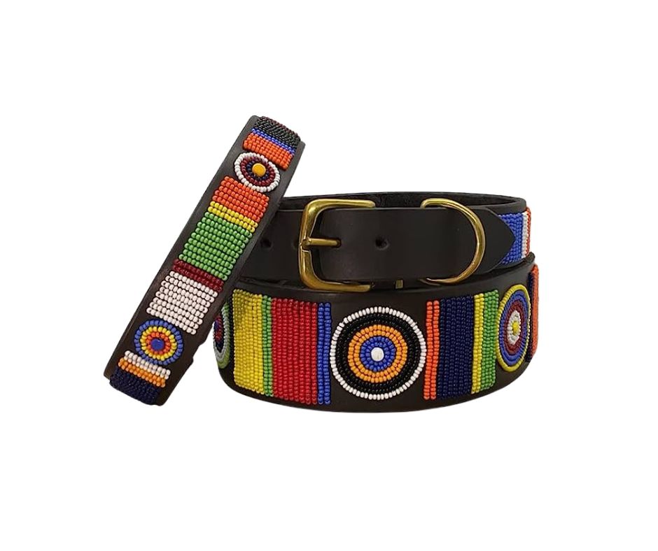 Maasai Beaded Leather Dog Collar