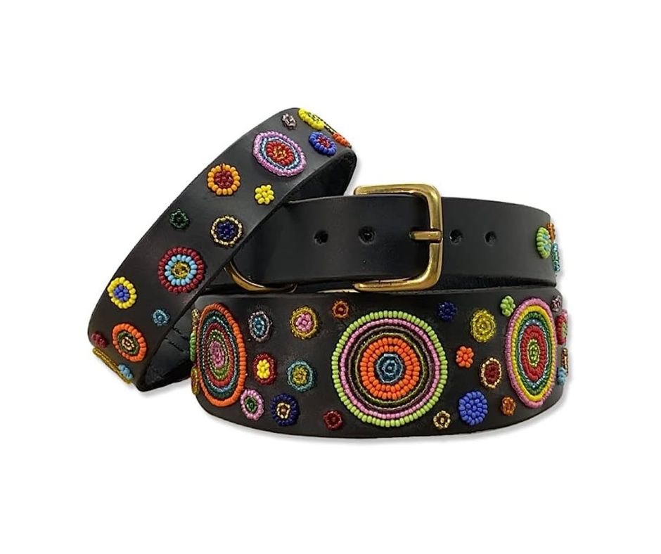 Maasai Beaded Leather Dog Collar Solaris