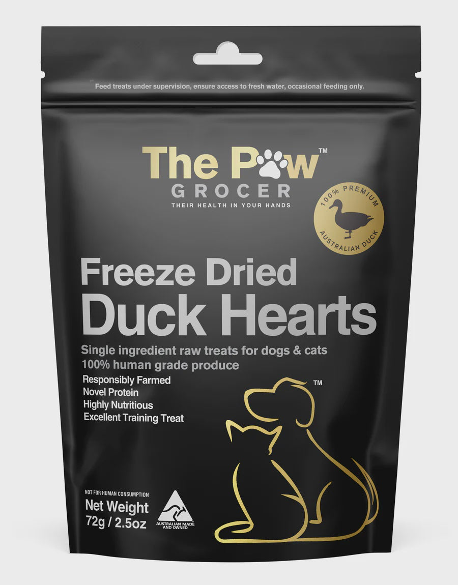 THE PAW GROCER Black Label Freeze Dried Duck Hearts 72g