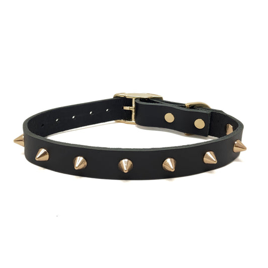 NICE DIGS Smooth Spike Leather Dog Collar