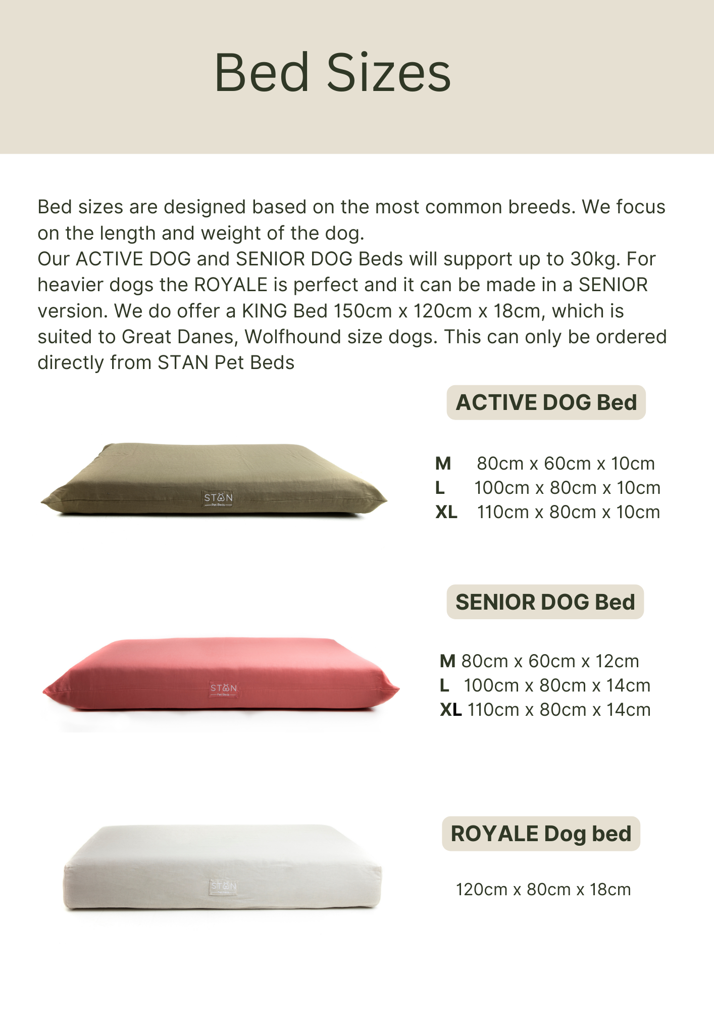 STAN Senior Dog Bed in Linen / Grey Marle