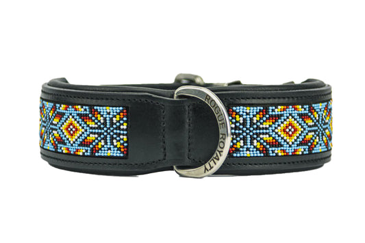 Hand Made Leather Dog Collar - Beaded (Wide Fit)