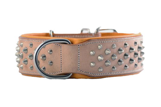 Hand Made Leather Dog Collar - Buckskin Rogue "RuffNeck" Studded