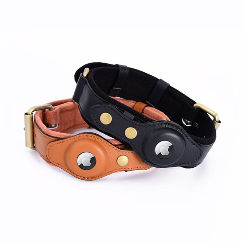 Leather AirTag Dog Collar by Dogs in Town