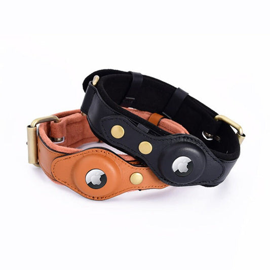 Leather AirTag Dog Collar by Dogs in Town