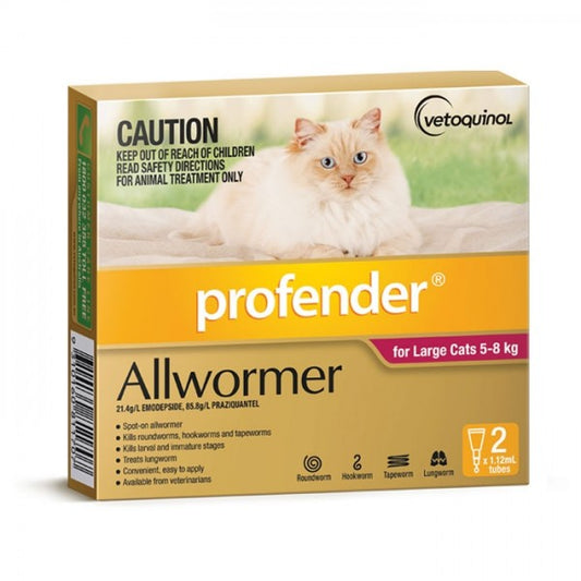 PROFENDER® Allwormer for Large Cats 5-8kg (2 x 1.2mL tubes)