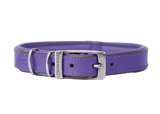 Hand Made Leather Dog Collar - Classic Purple (Slimfit)