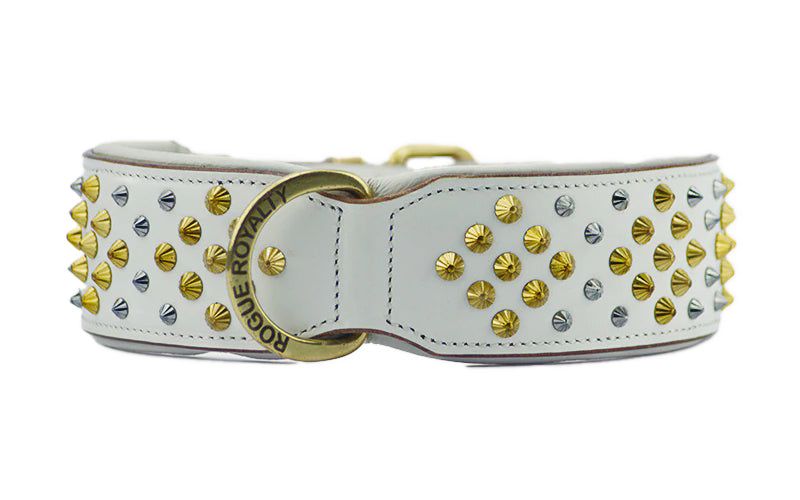 Hand Made Leather Dog Collar - ICED OUT (Wide Fit)