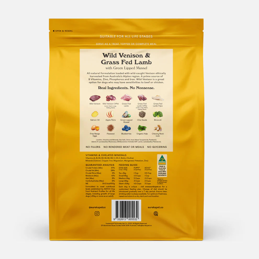 Eureka Air Dried Food- Wild Venison & Grass Fed Lamb