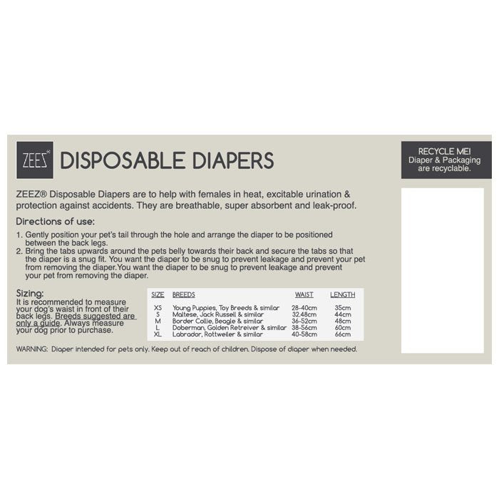 ZEEZ Disposable Dog Diapers