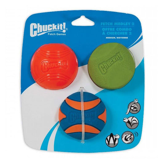 Chuckit! FETCH MEDLEY BALLS GEN2 Medium 6cm - 3pk