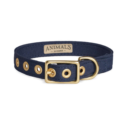 Navy + Brass All Weather Dog Collar