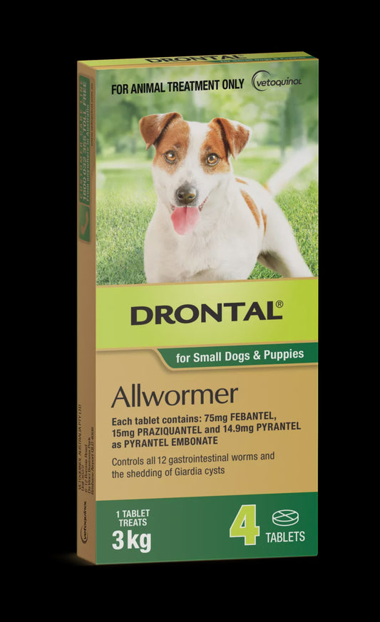 DRONTAL Allwormer Tablets for Small Dogs & Puppies / 4pk