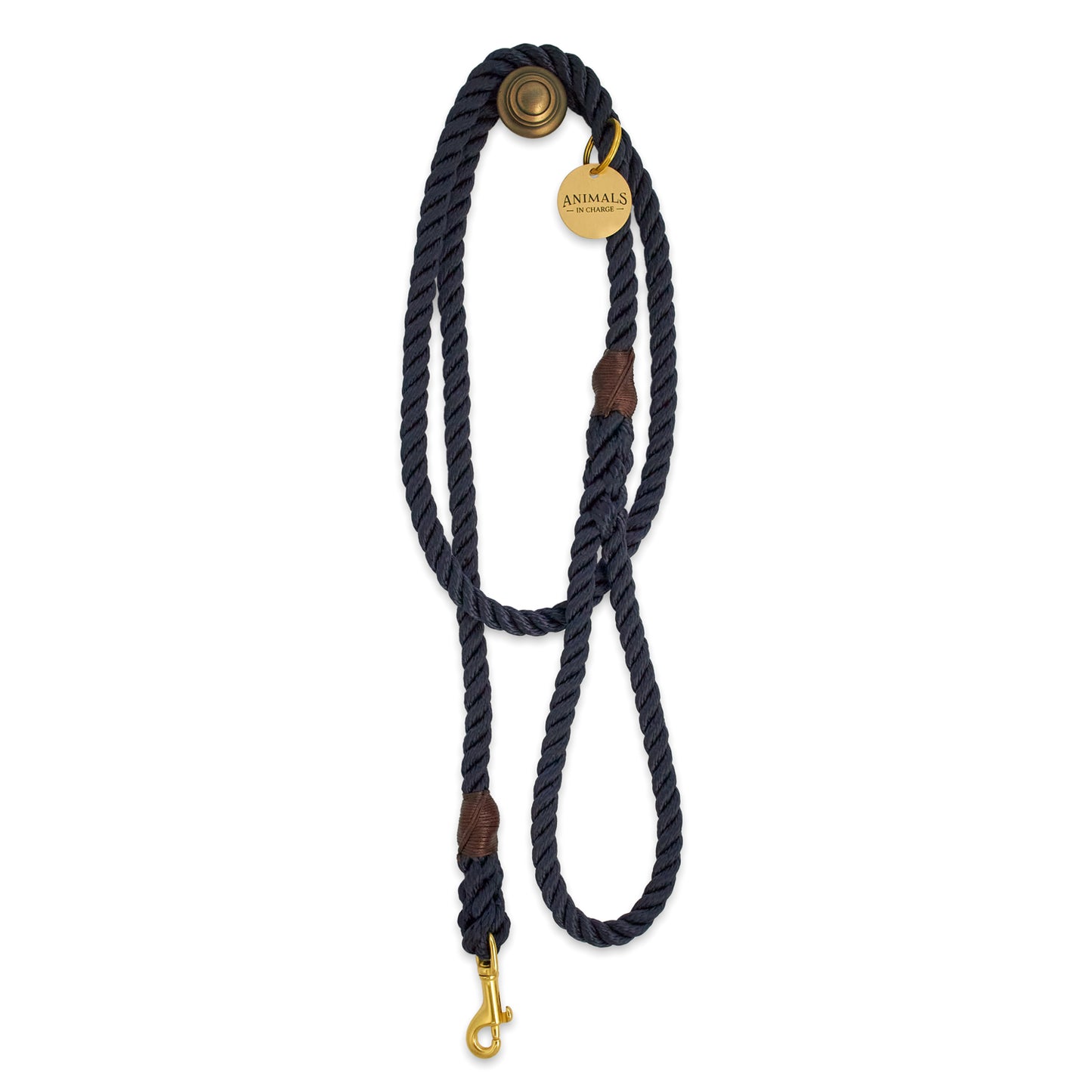 Royal Navy + Brass Rope Dog Leash