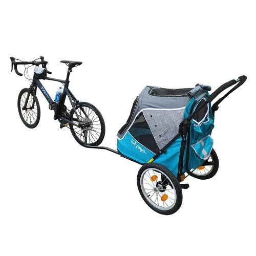 Ibiyaya Happy Pet Trailer / Jogger with Bicycle Attachment 2.0 - Blue