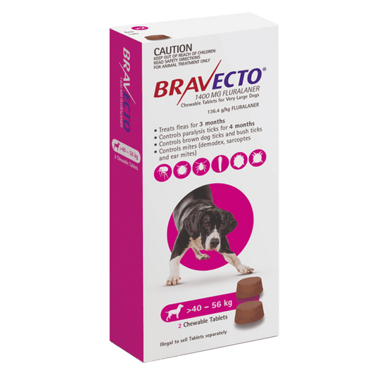 BRAVECTO VERY LARGE DOG PURPLE 1400MG >40-56KG (1 Chewable Tablet)